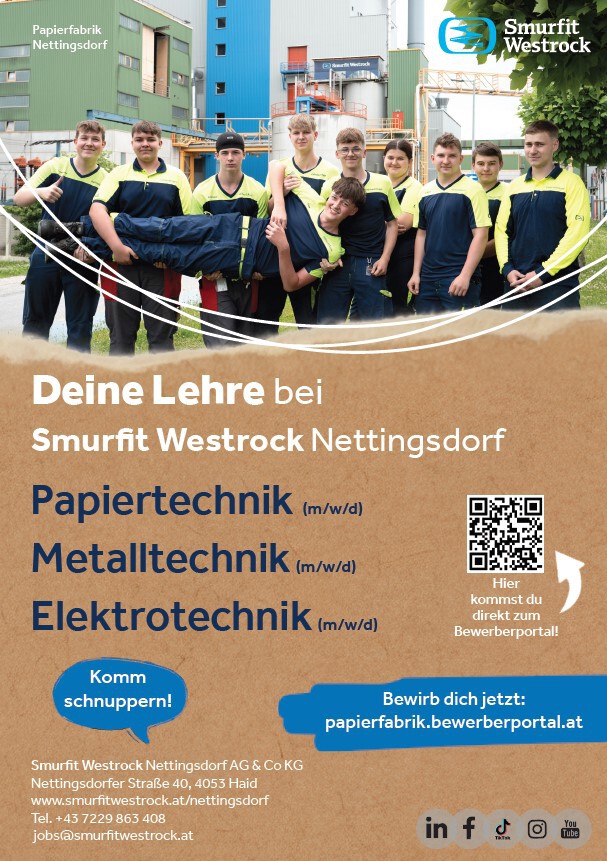 Lehrstelleninserat Smurfit Westrock Nettingsdorf